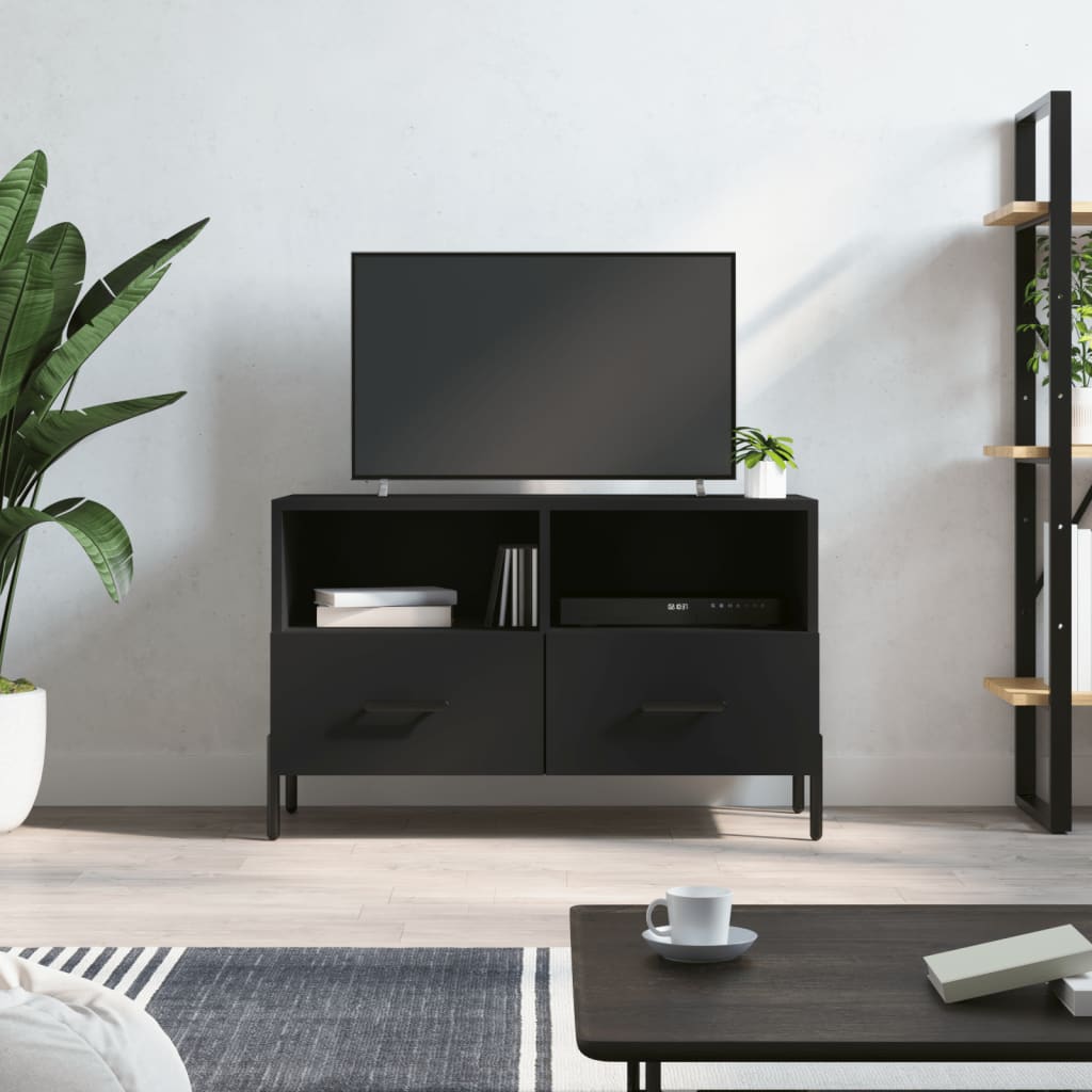 vidaXL Szafka pod TV, czarna, 80x36x50 cm, materiał drewnopochodny