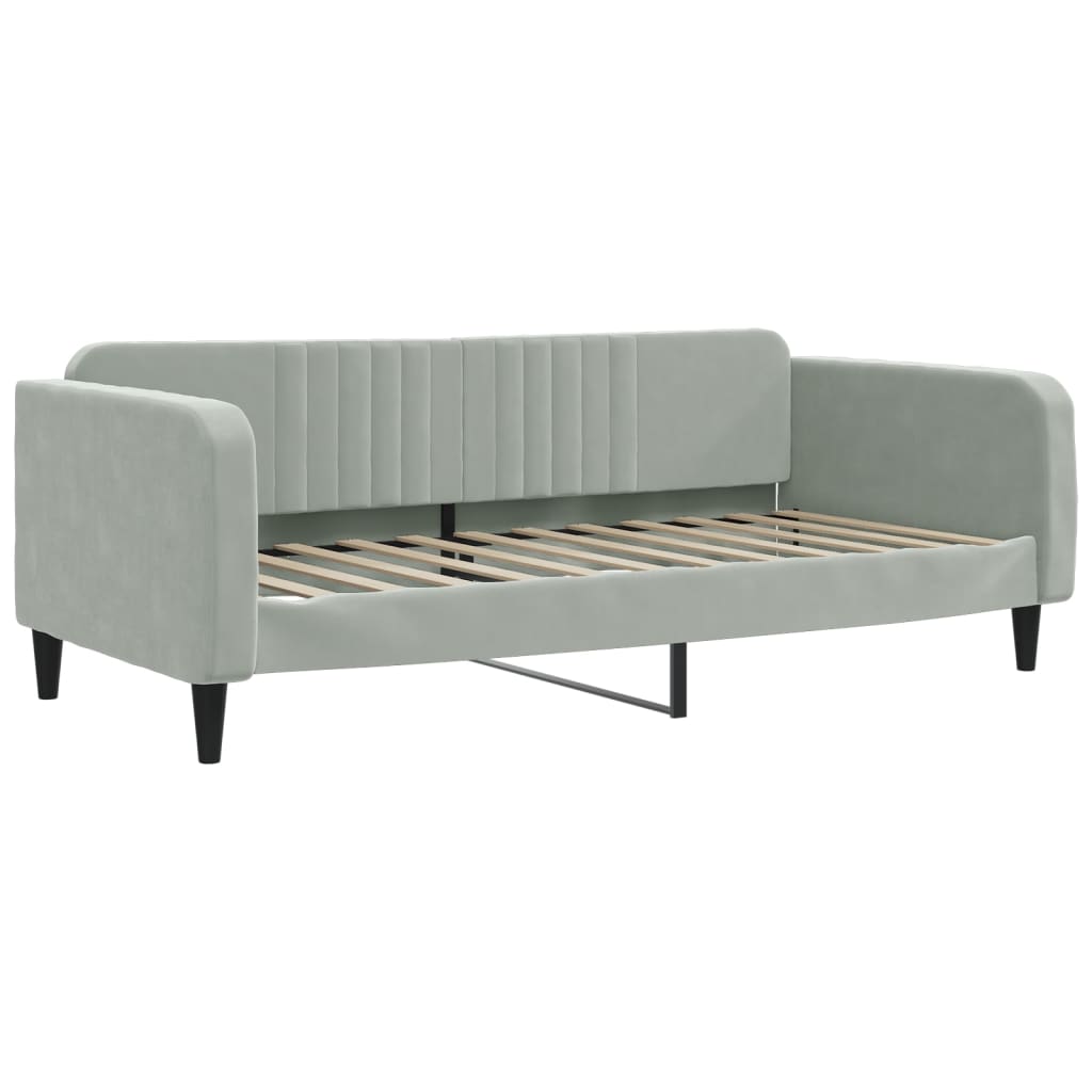 vidaXL Sofa rozsuwana z szufladami, jasnoszara, 100x200 cm, aksamit