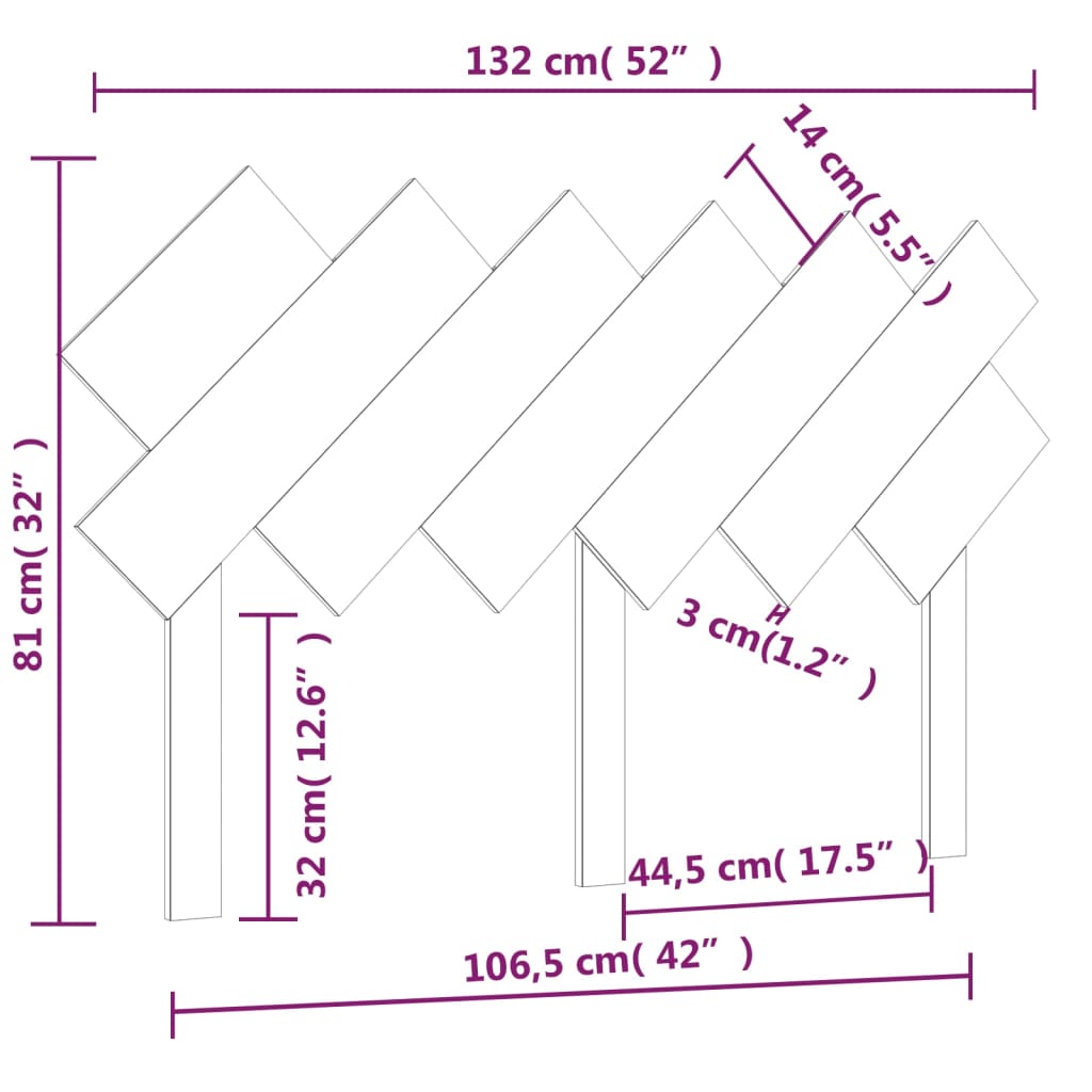 vidaXL Wezgłowie łóżka, białe, 132x3x81 cm, lite drewno sosnowe