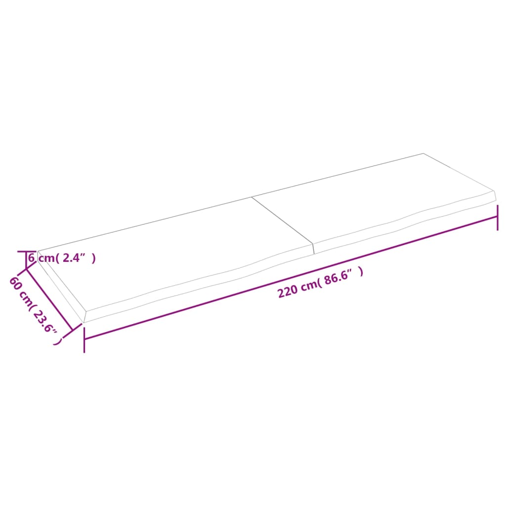 vidaXL Blat do łazienki, ciemnobrązowy, 220x60x(2-6) cm, lite drewno