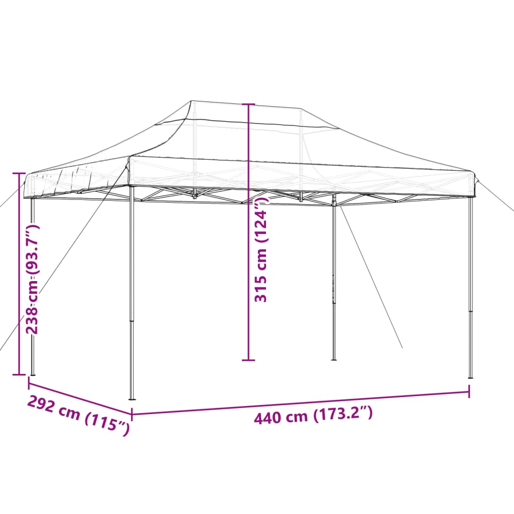 vidaXL Składany namiot imprezowy typu pop-up, brązowy, 440x292x315 cm