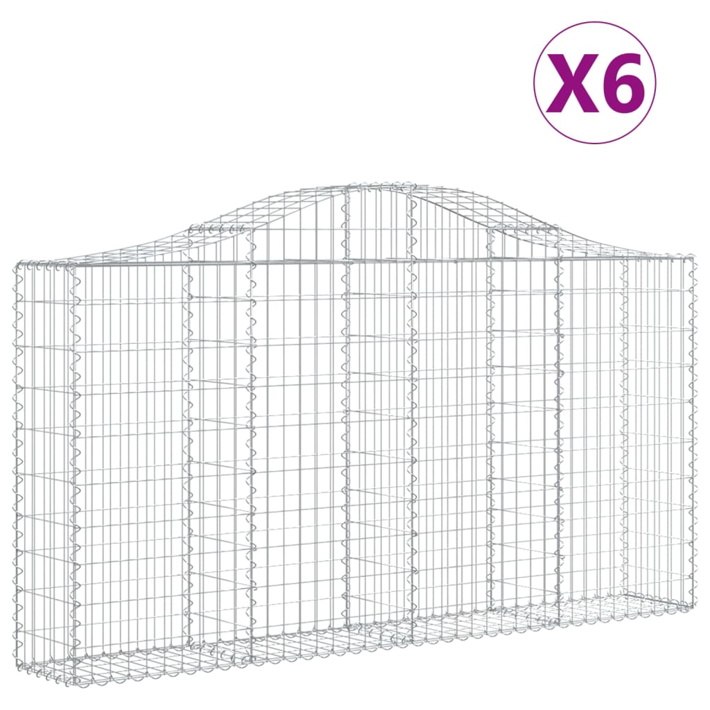 vidaXL Kosze gabionowe, 6 szt, 200x30x100/120 cm, galwanizowane żelazo