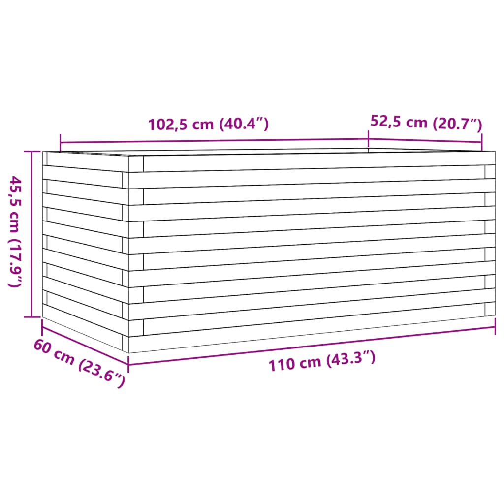 vidaXL Donica ogrodowa, 110x60x45,5 cm, impregnowane drewno sosnowe