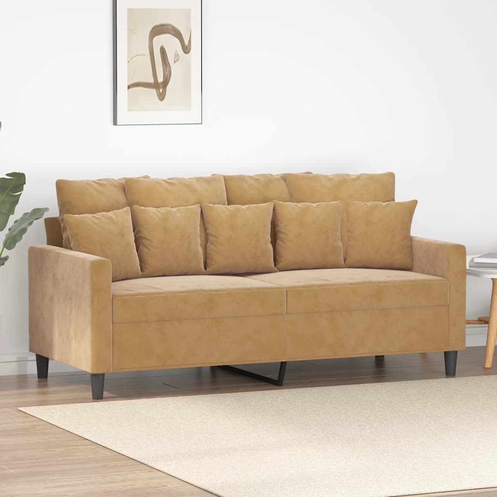 vidaXL Sofa 2-osobowa, brązowa, 140 cm, tapicerowana aksamitem