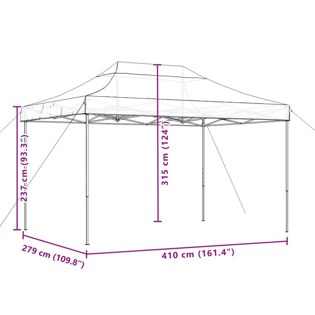 vidaXL Składany namiot imprezowy typu pop-up pomarańcz, 410x279x315 cm