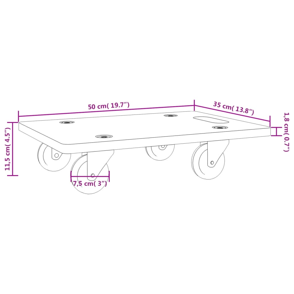 vidaXL Platformy transportowe 2 szt. prostokątne 50x35x11,5 cm, 250 kg