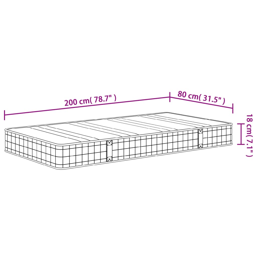 vidaXL Materac bonellowy, średnia twardość, 80x200 cm