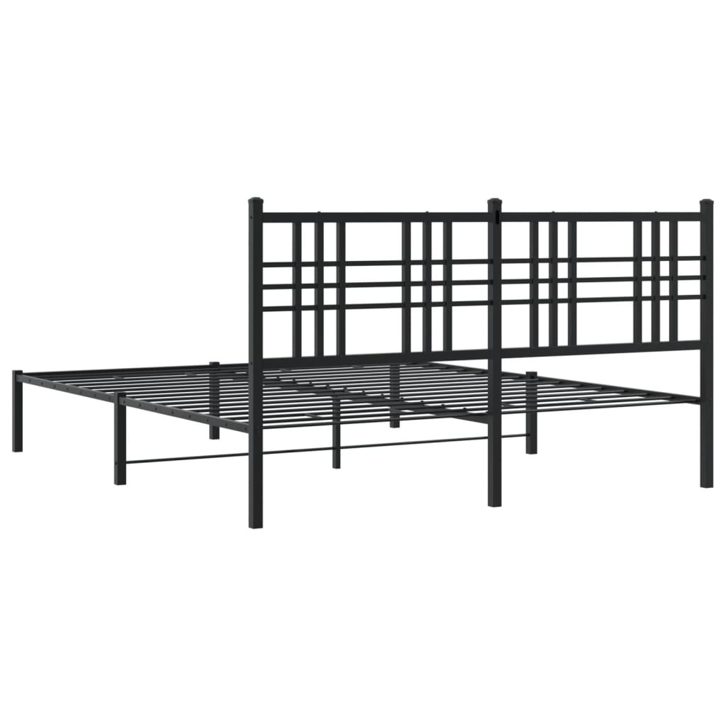 vidaXL Metalowa rama łóżka z wezgłowiem, czarna, 160x200 cm