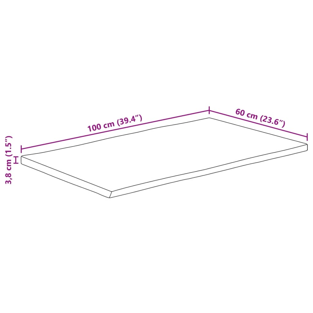 vidaXL Blat stołu, 100x60x3,8 cm, naturalna krawędź, lite drewno mango