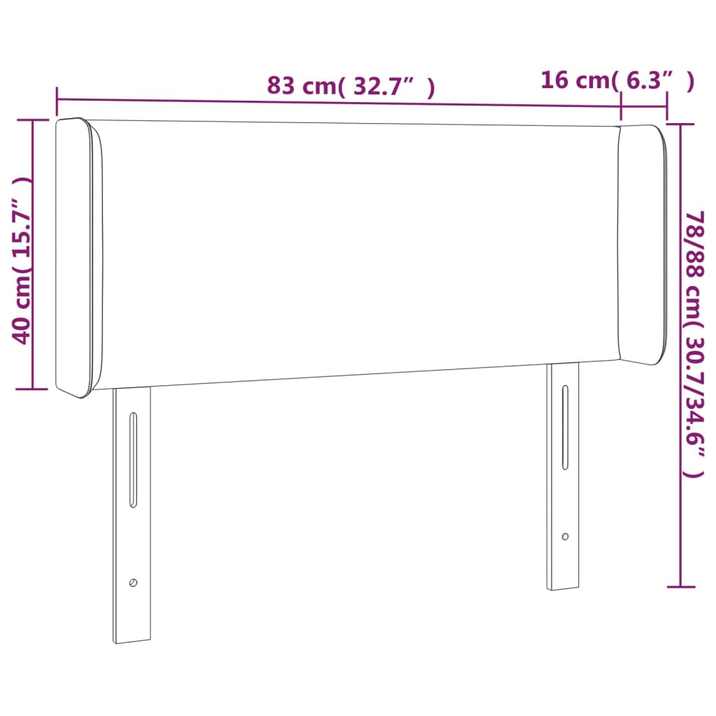 vidaXL Zagłówek do łóżka z LED, jasnoszary, 83x16x78/88 cm, aksamit