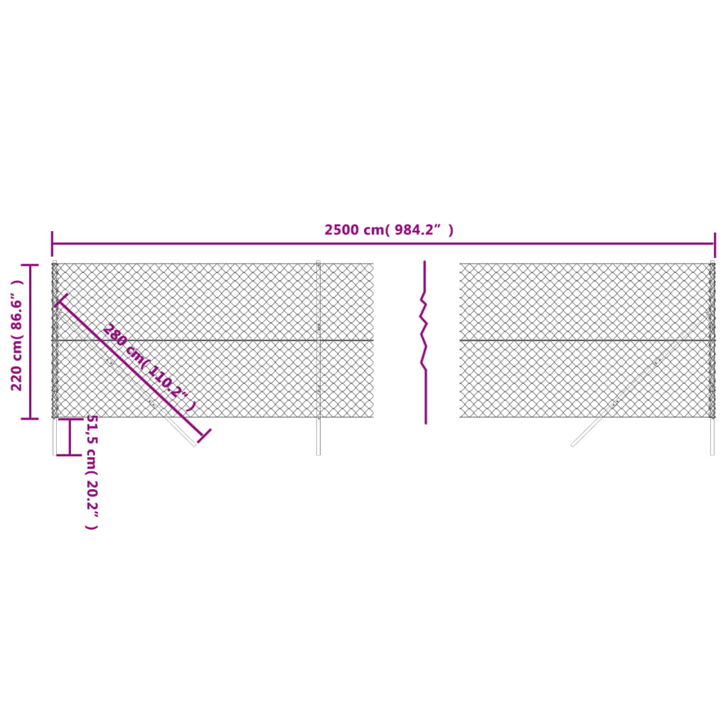 vidaXL Ogrodzenie z siatki, zielone, 2,2x25 m