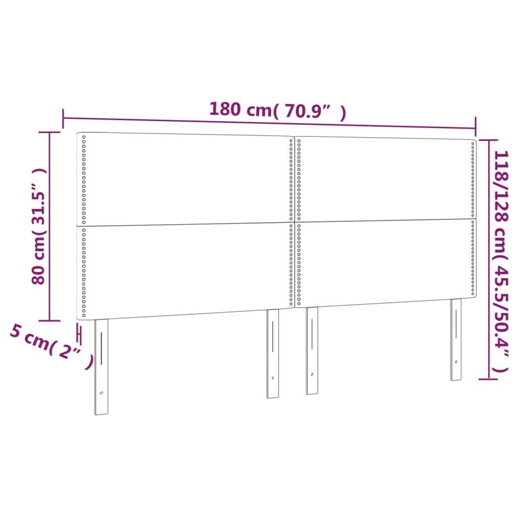 vidaXL Zagłówek do łóżka z LED, jasnoszary, 180x5x118/128 cm, tkanina