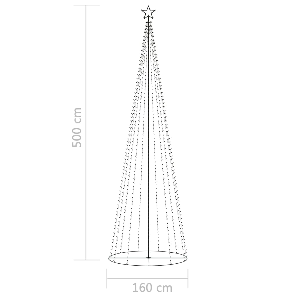 vidaXL Choinka stożkowa, 752 kolorowe lampki LED, 160x500 cm