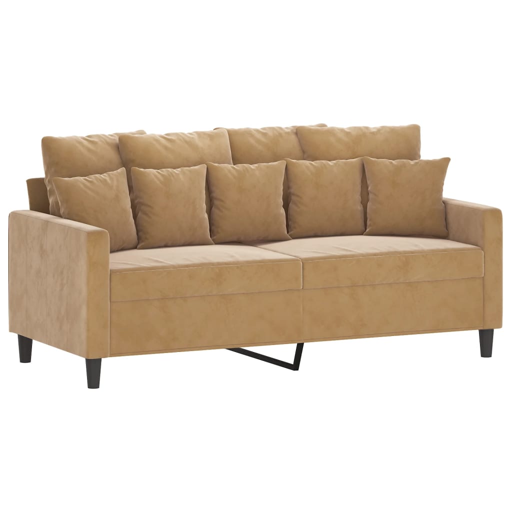 vidaXL Sofa 2-osobowa, brązowa, 140 cm, tapicerowana aksamitem