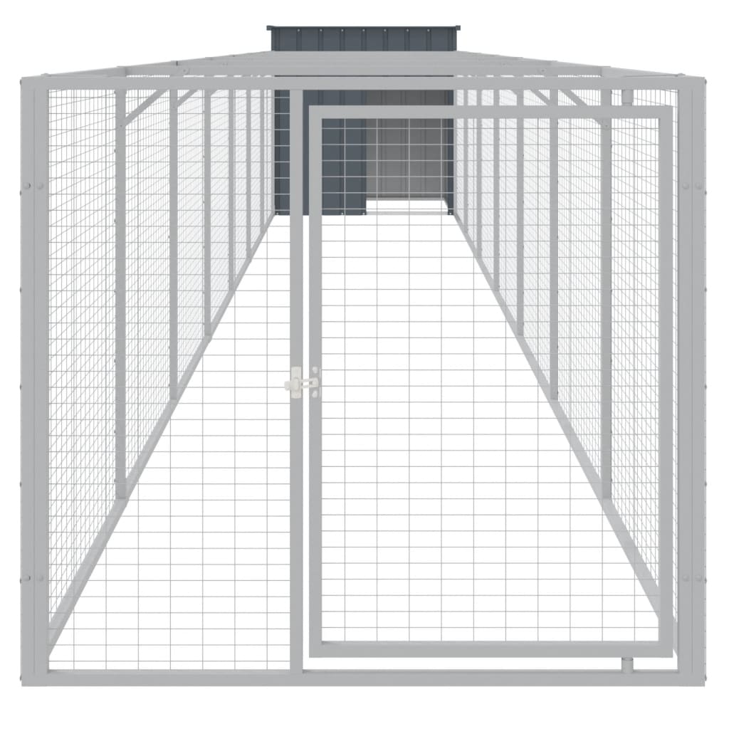 vidaXL Buda dla psa, z wybiegiem, antracytowa, 110x813x110 cm, stal