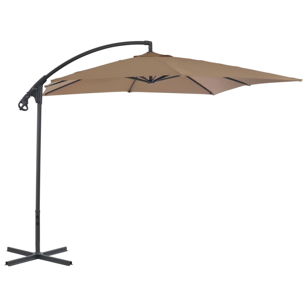 vidaXL Parasol wiszący ze stalowym słupkiem, 250x250 cm, taupe