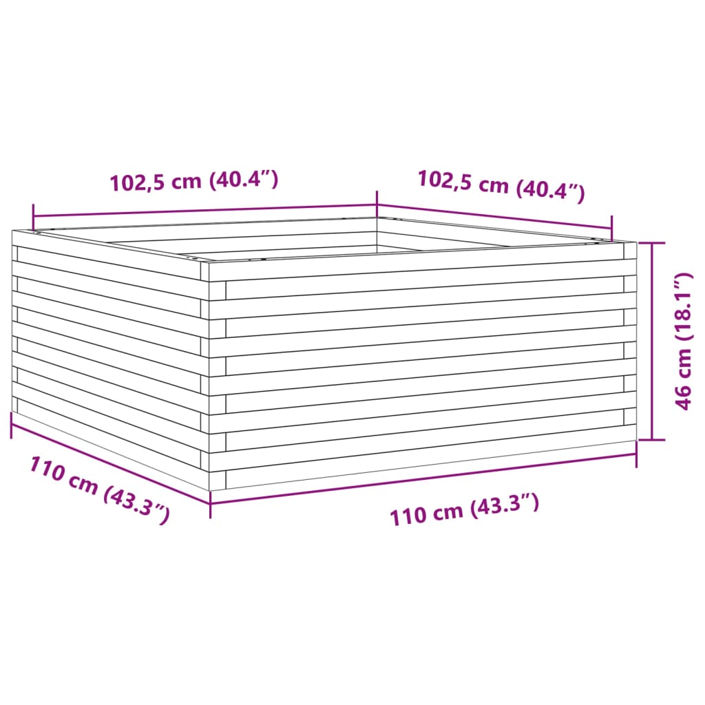 vidaXL Donica ogrodowa, 110x110x46 cm, impregnowane drewno sosnowe