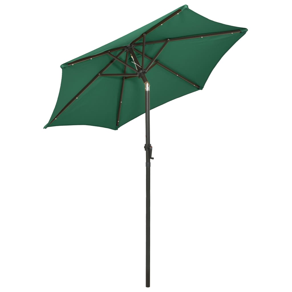 vidaXL Parasol ogrodowy z LED, zielony, 200x211 cm, aluminium