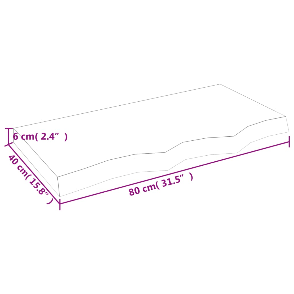 vidaXL Blat stołu, 80x40x(2-6) cm, surowe lite drewno dębowe