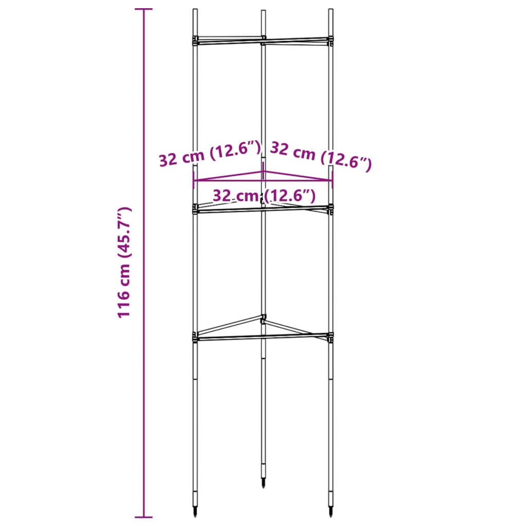 vidaXL Podpórki na pomidory, 2 szt., 116 cm, stal i PP