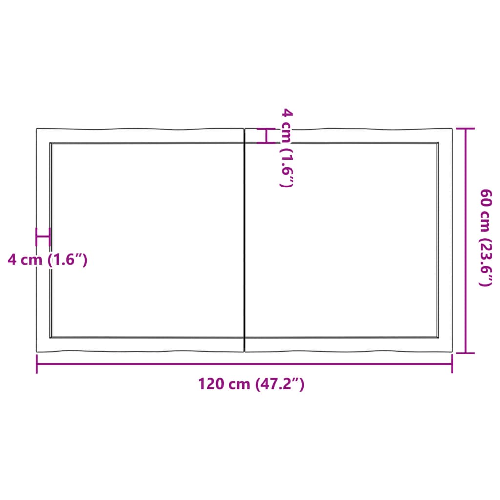 vidaXL Blat stołu, 120x60x(2-4)cm surowy, lity dąb naturalną krawędzią