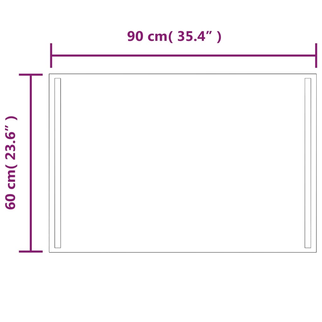 vidaXL Lustro łazienkowe z LED, 60x90 cm