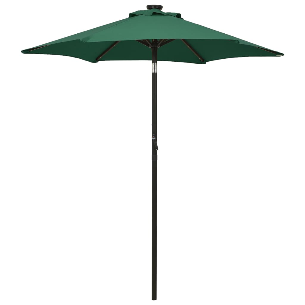 vidaXL Parasol ogrodowy z LED, zielony, 200x211 cm, aluminium