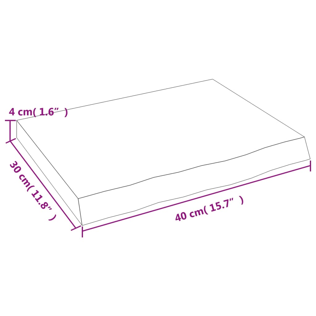 vidaXL Blat do łazienki, ciemnobrązowy, 40x30x(2-4) cm, lite drewno