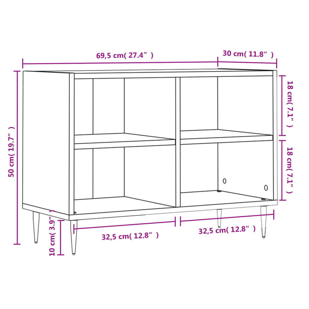 vidaXL Szafka pod TV, biała, 69,5x30x50 cm, materiał drewnopochodny