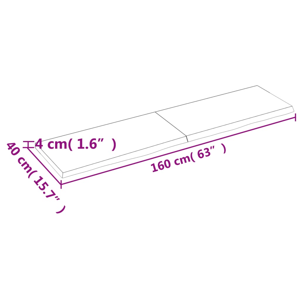 vidaXL Blat do łazienki, 160x40x(2-4) cm, surowe, lite drewno