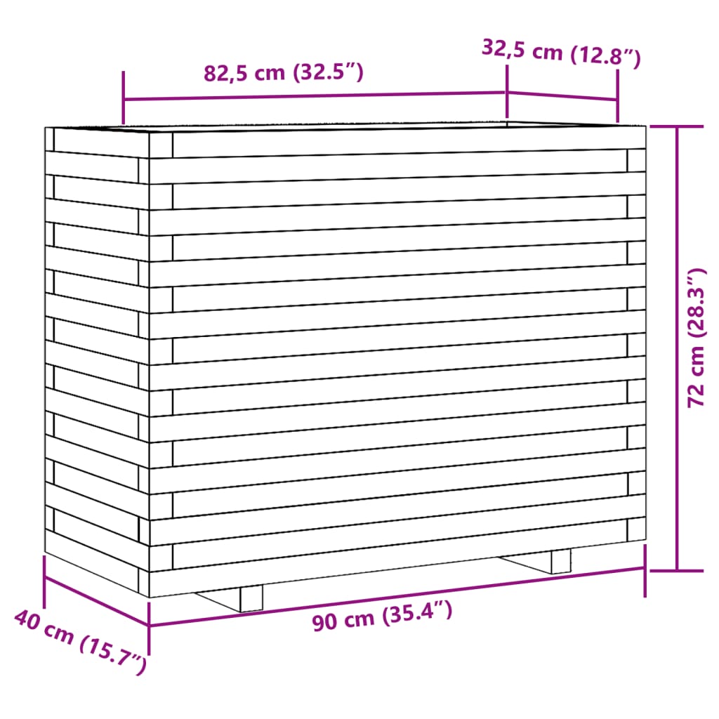 vidaXL Donica ogrodowa, 90x40x72 cm, impregnowane drewno sosnowe