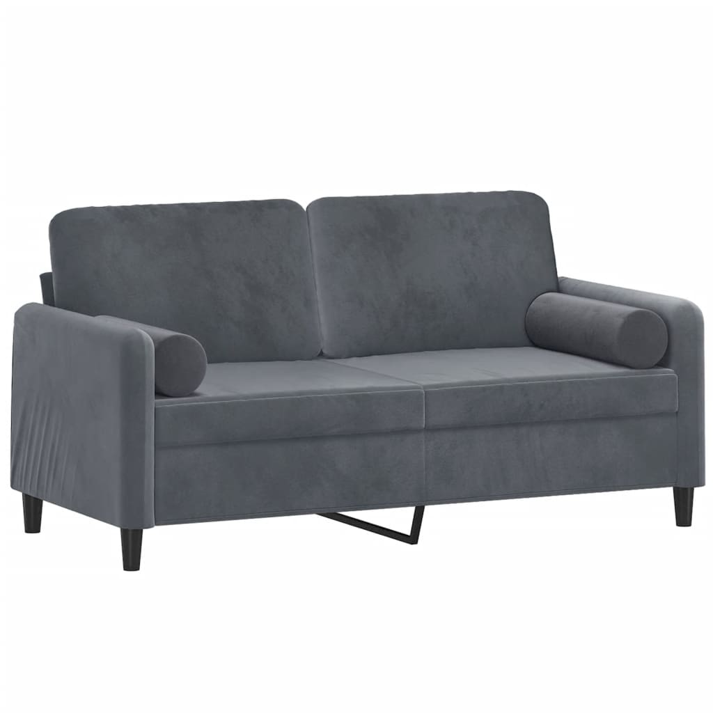 vidaXL 2-osobowa sofa z poduszkami, ciemnoszara, 140 cm, aksamit