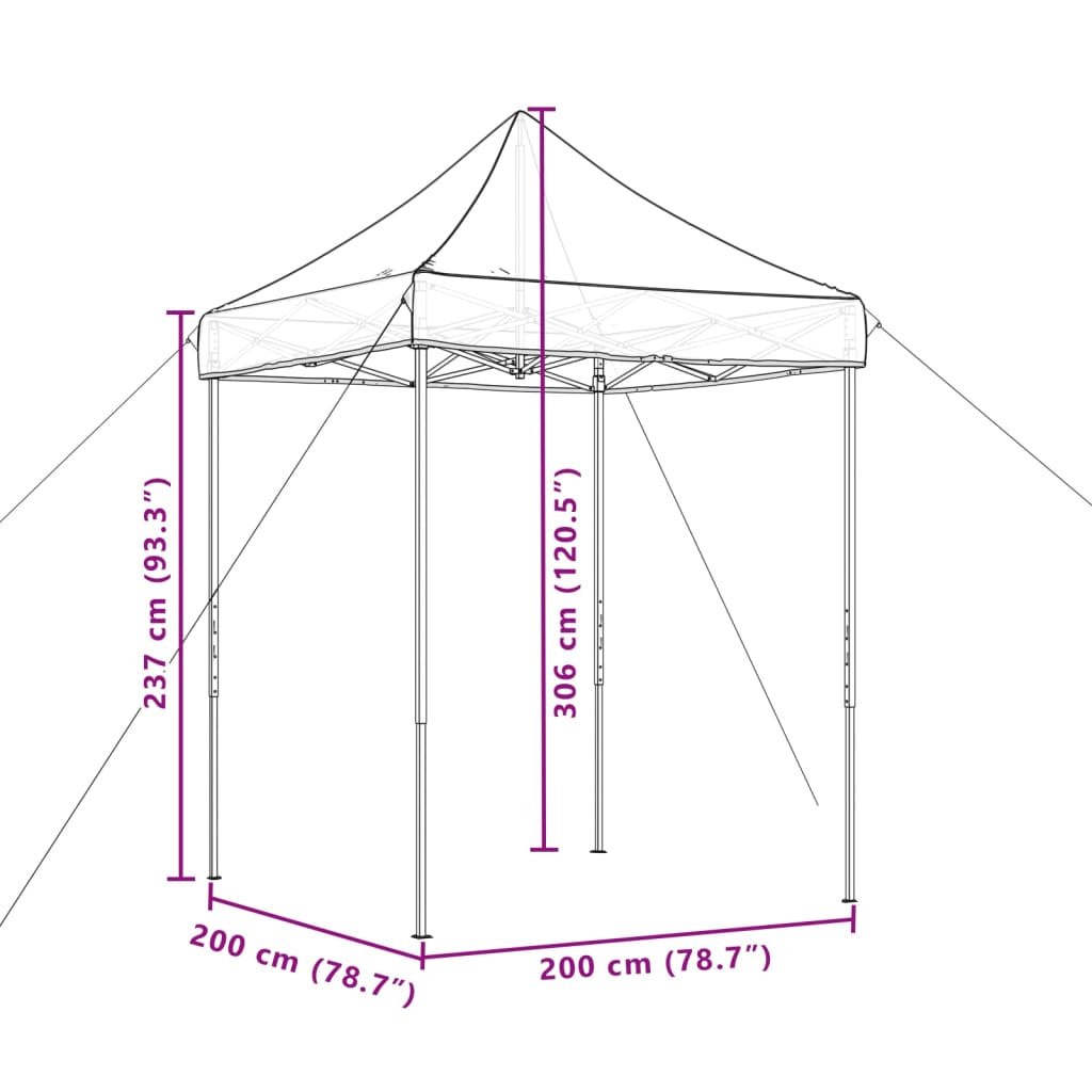 vidaXL Składany namiot imprezowy typu pop-up, brązowy, 200x200x306 cm