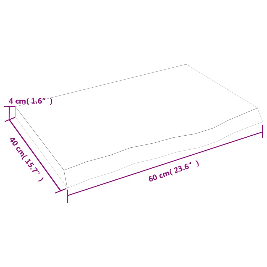 vidaXL Blat stołu, 60x40x(2-4) cm, surowe lite drewno dębowe