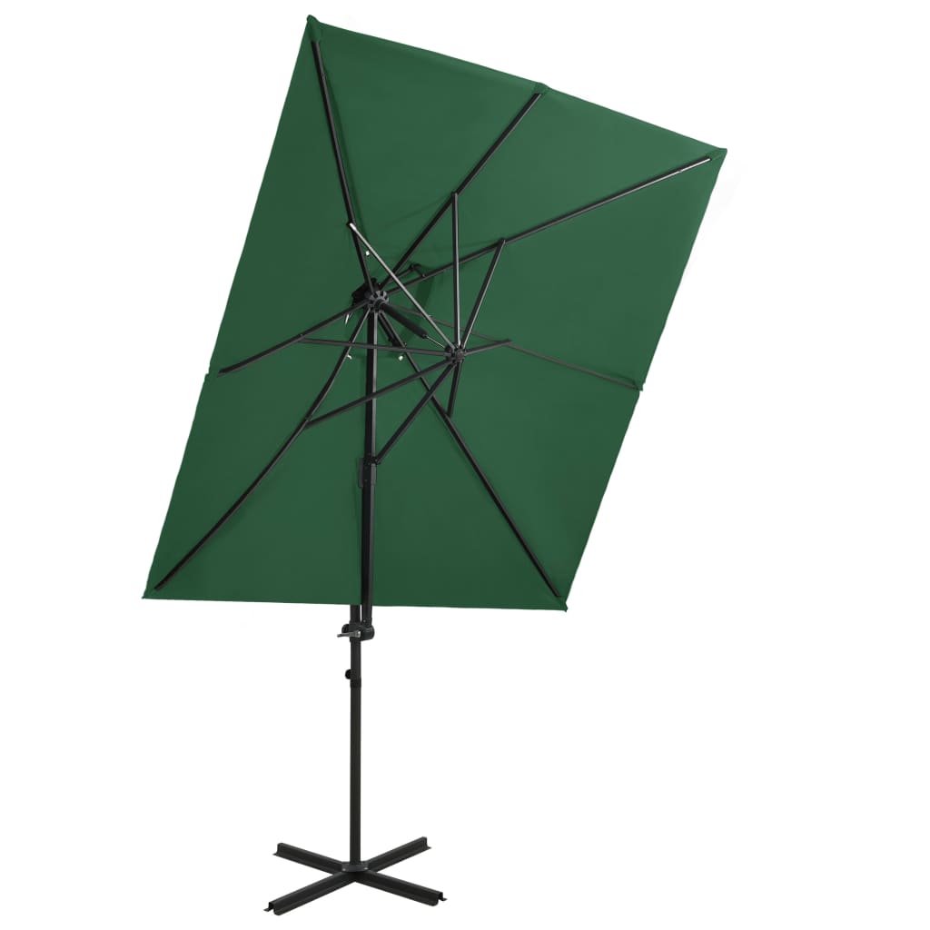 vidaXL Parasol wiszący z podwójną czaszą, 250x250 cm, zielony