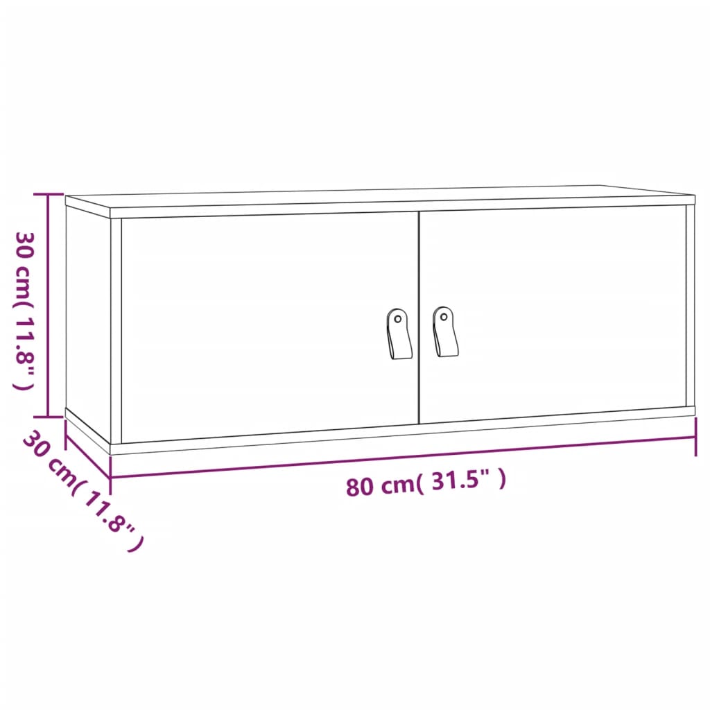 vidaXL Szafka ścienna, 80x30x30 cm, lite drewno sosnowe