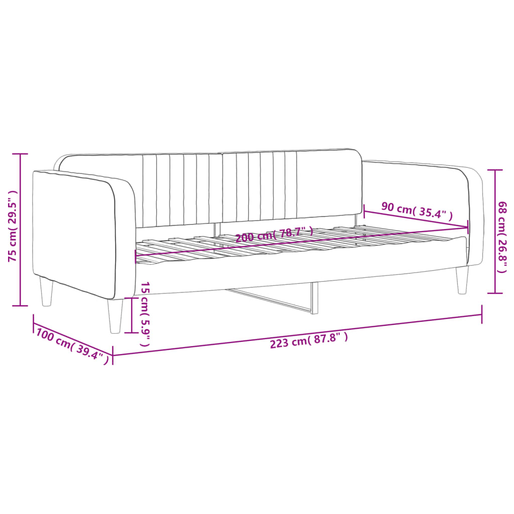 vidaXL Sofa z funkcją spania, ciemnozielona, 90x200cm, obita aksamitem