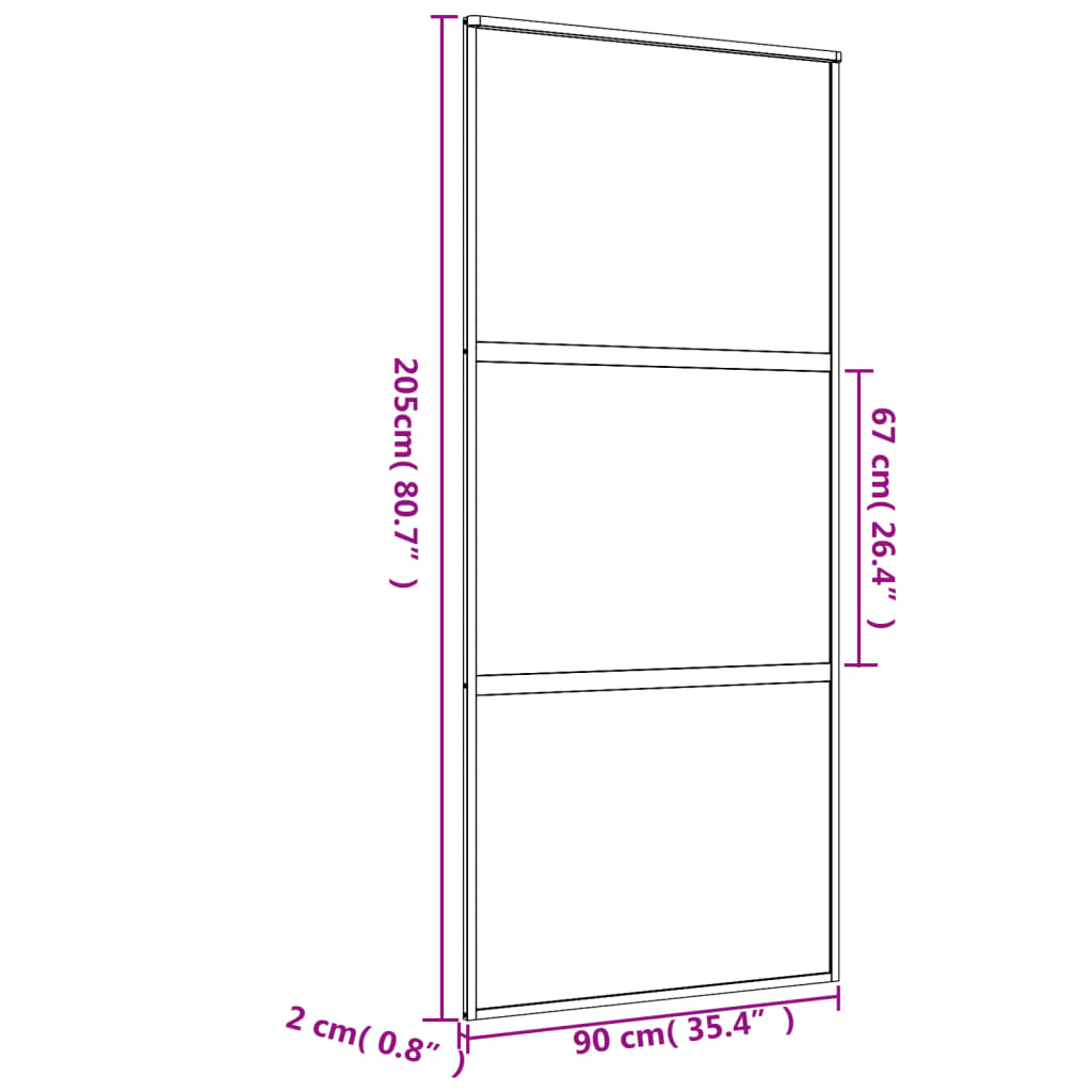 vidaXL Drzwi przesuwne, złote, 90x205 cm, mrożone szkło ESG, aluminium