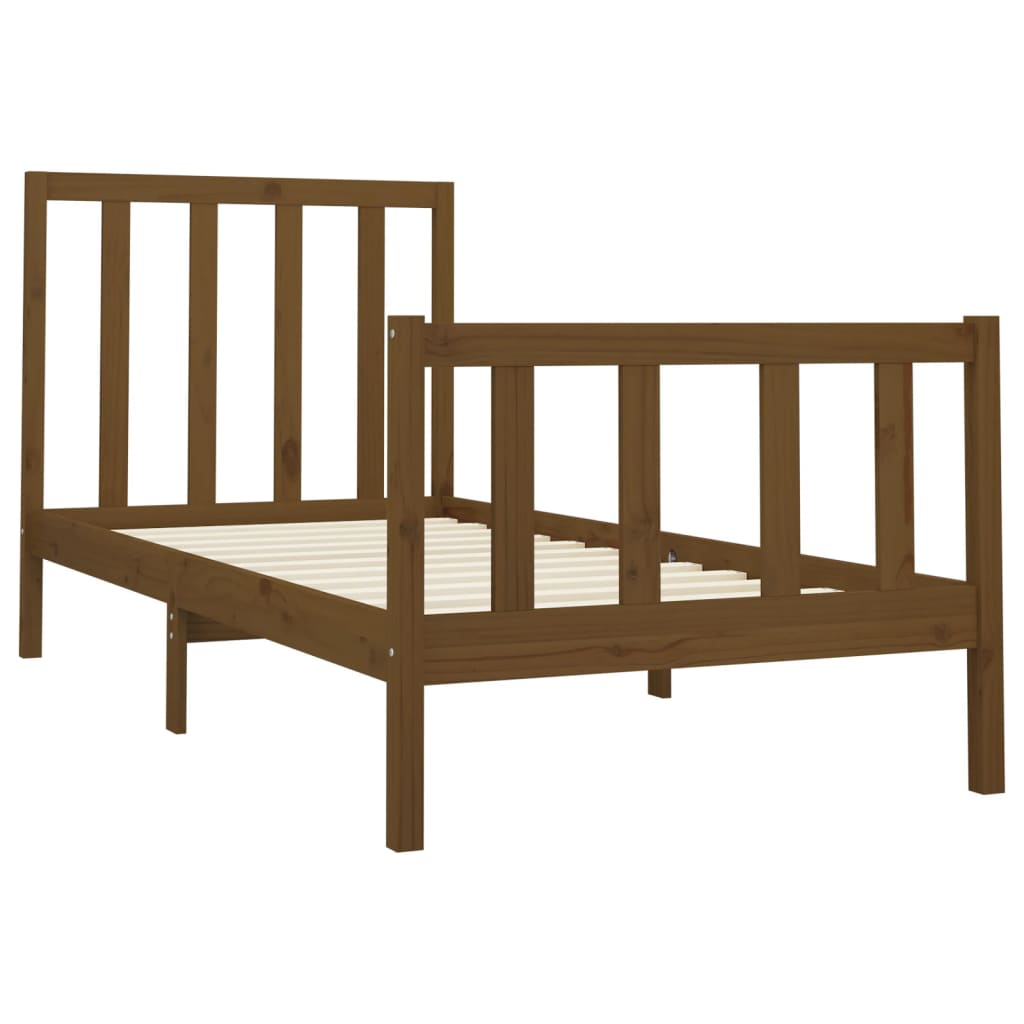 vidaXL Rama łóżka, miodowy brąz, lite drewno sosnowe, 90x200 cm