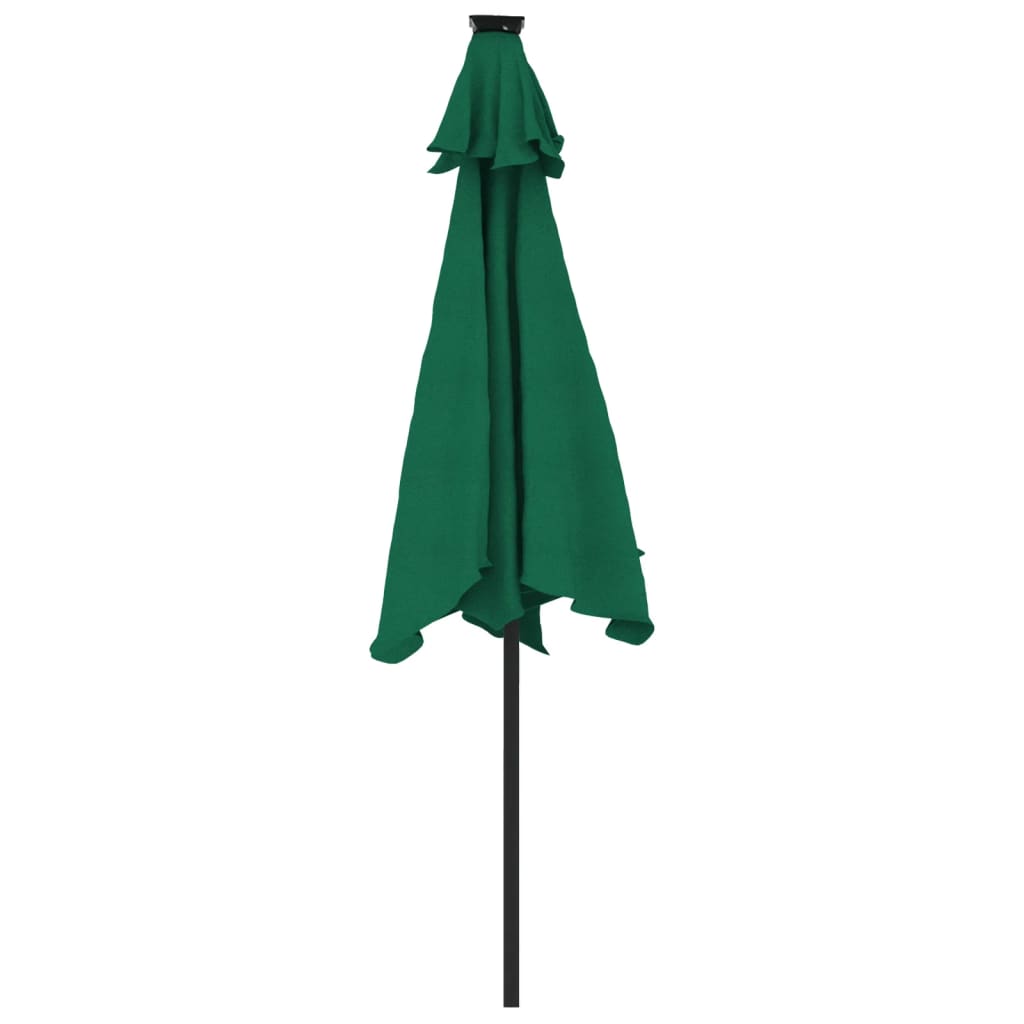 vidaXL Parasol ogrodowy LED, stalowy słupek, zielony, 225x225x212 cm