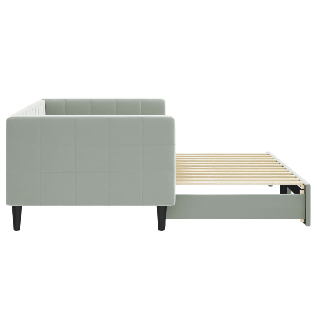 vidaXL Sofa rozsuwana, jasnoszara, 90x200 cm, aksamit