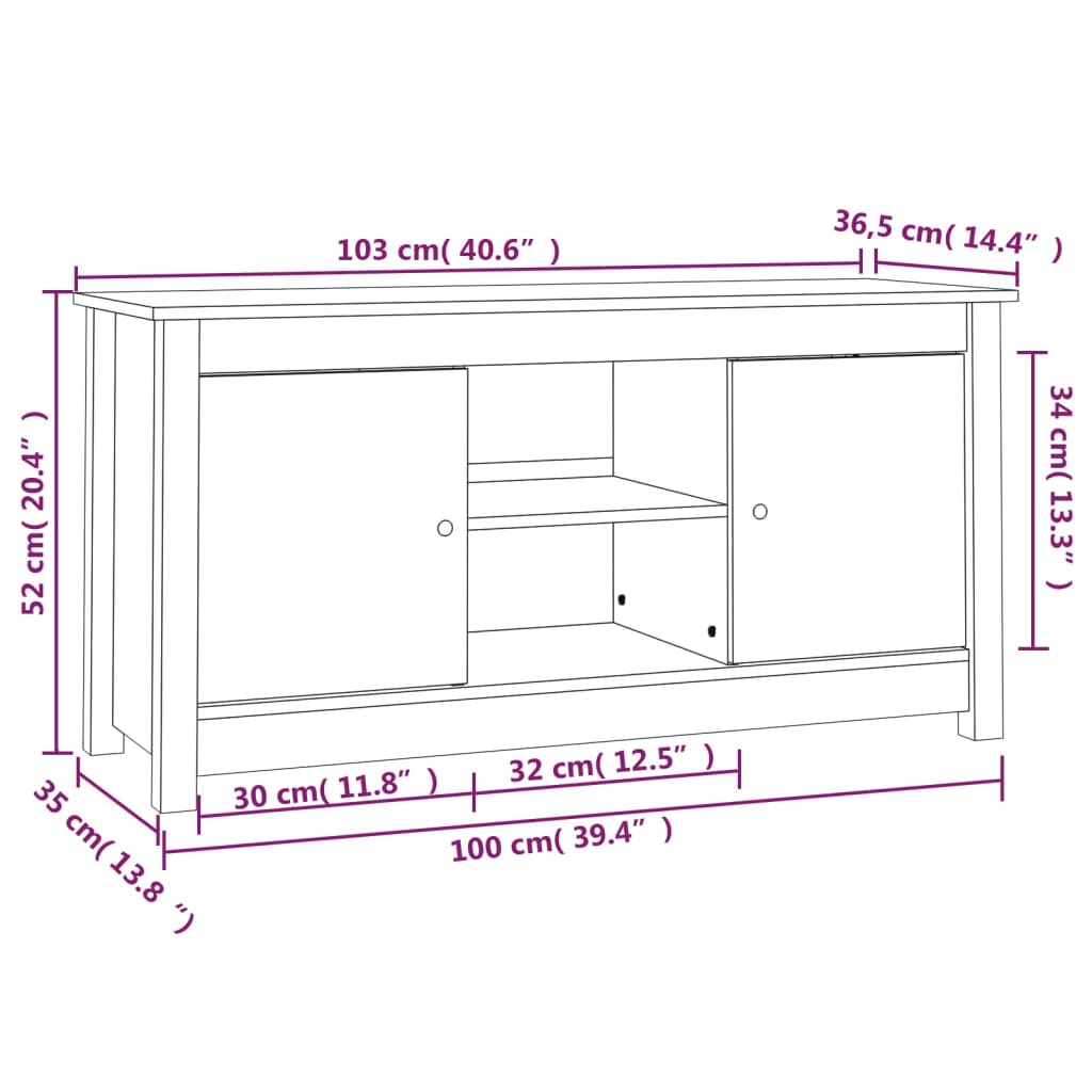 vidaXL Szafka pod TV, miodowy brąz, 103x36,5x52 cm, drewno sosnowe