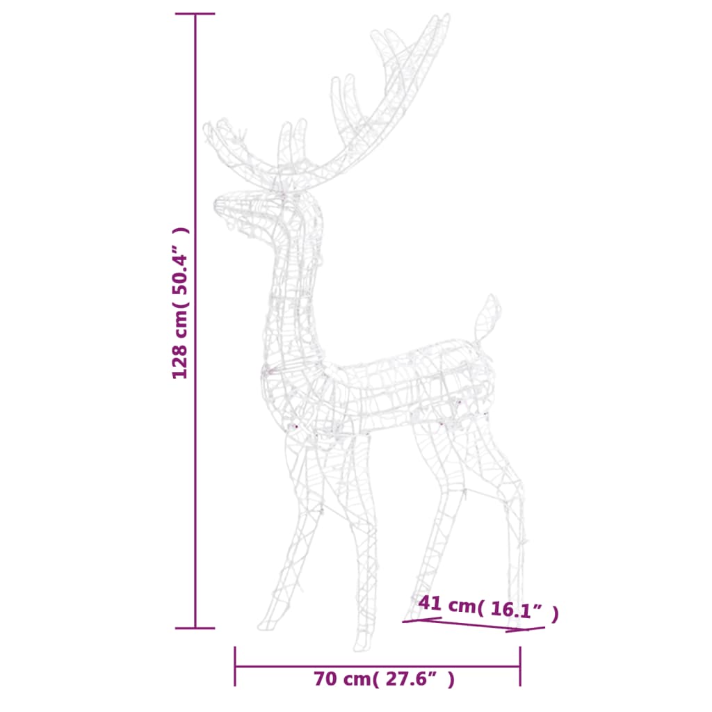 vidaXL Świąteczny renifer, akrylowy, 120 cm, 140 ciepłych białych LED