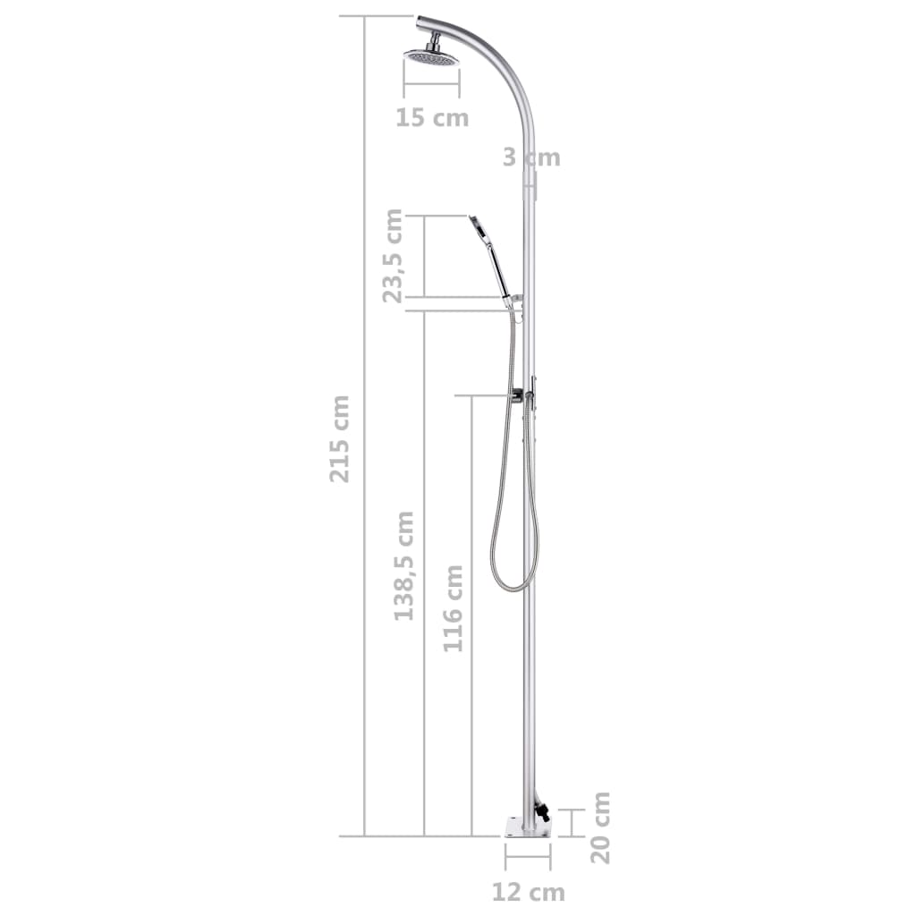 vidaXL Prysznic ogrodowy z brązową podstawą, 220 cm, aluminium