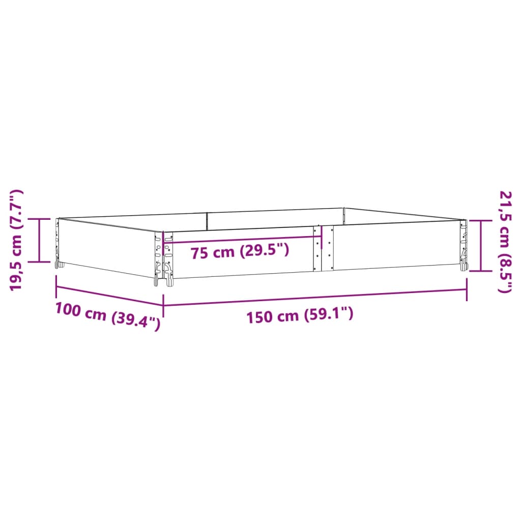 vidaXL Nadstawka paletowa, 150x100 cm, lite drewno sosnowe