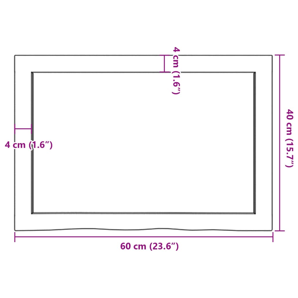 vidaXL Półka, brązowa, 60x40x(2-6) cm, lakierowane lite drewno dębowe