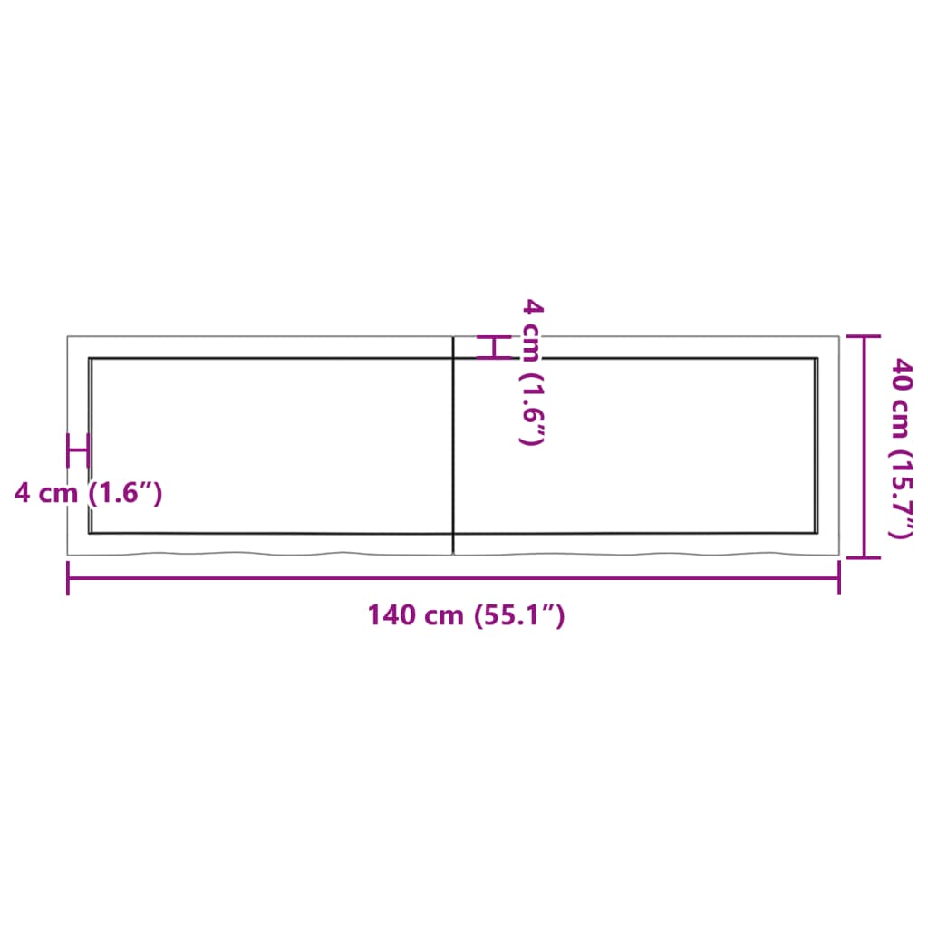 vidaXL Blat do łazienki, ciemnobrązowy, 140x40x(2-4) cm, lite drewno