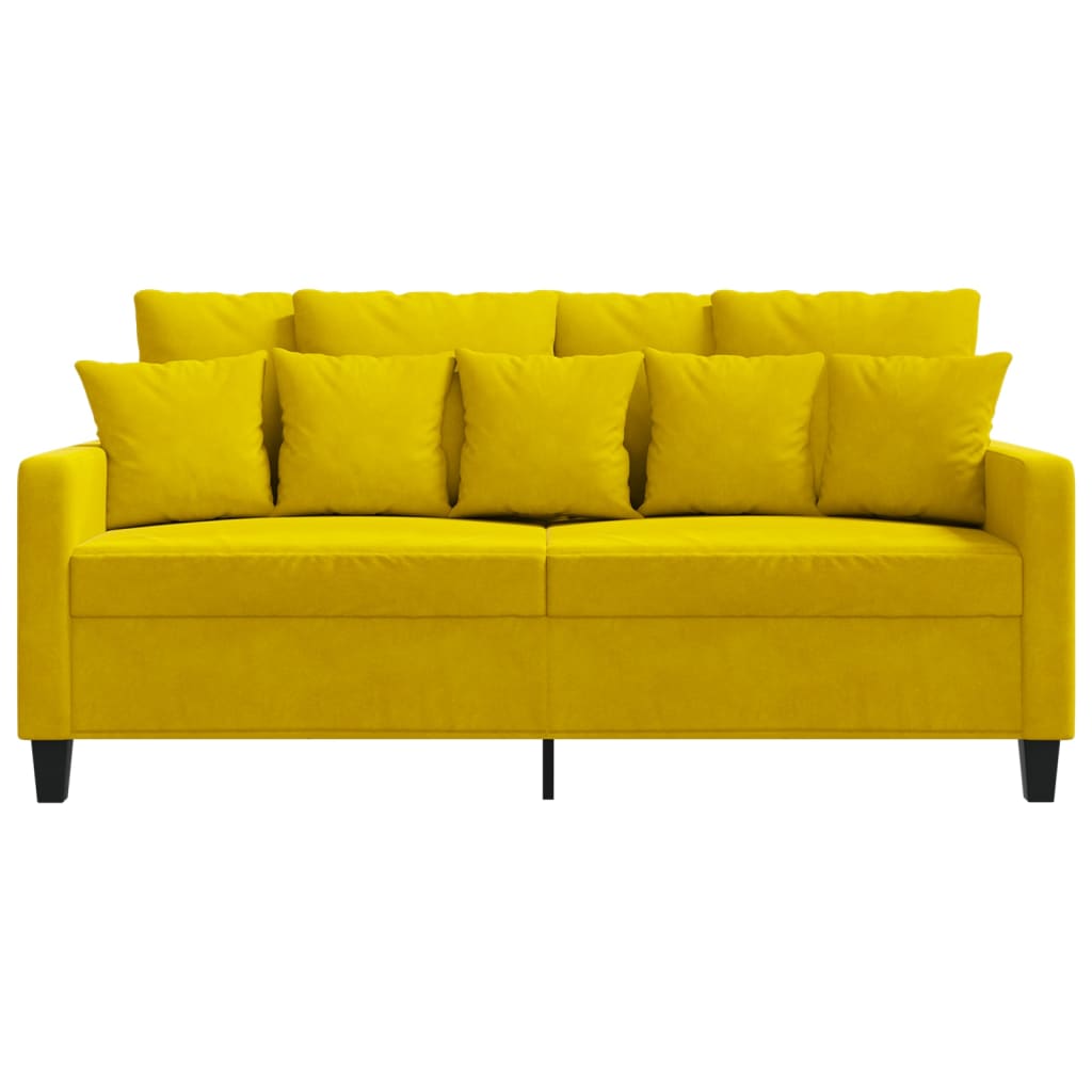 vidaXL Sofa 2-osobowa, żółta, 140 cm, tapicerowana aksamitem