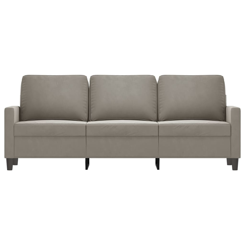 vidaXL Sofa 3-osobowa, jasnoszara, 180 cm, tapicerowana aksamitem