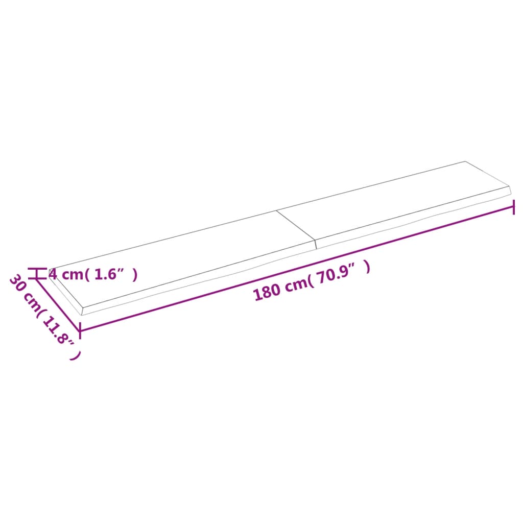 vidaXL Blat do łazienki, 180x30x(2-4) cm, surowe, lite drewno